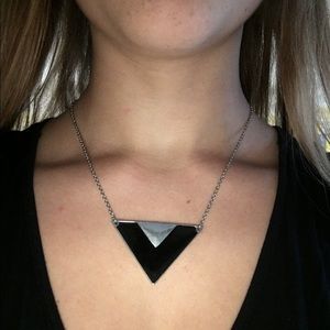 Black triangle silver necklace